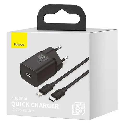 Блок питания Baseus Super Quick Charger 20w комплект с кабелем type-c - lightning (TZCCSUP-B01) - фото 5