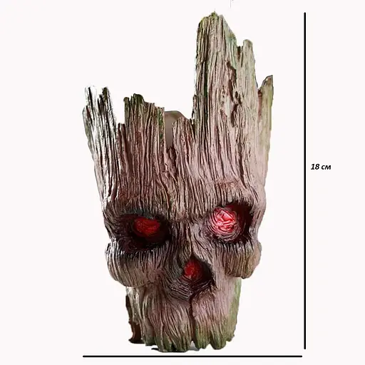 Горшочек для цветов и канцелярии Грут Groot G11 череп + круглая подставка - фото 5