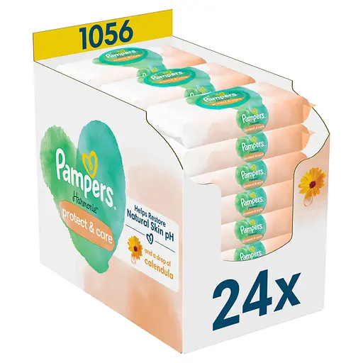 Уцінка. Дитячі вологі серветки Pampers Harmonie Calendula 1056 шт. (24 уп. по 44 шт.)