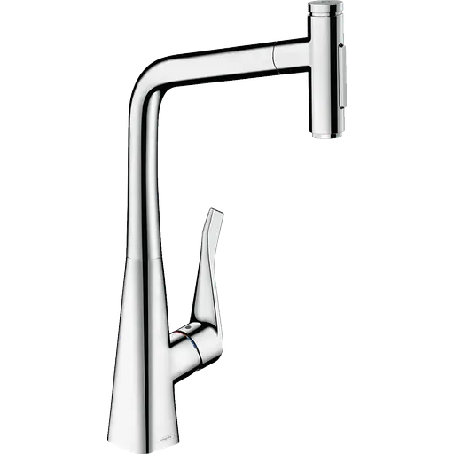 Смеситель для кухни Hansgrohe Metris Select 320 2jet с вытяжным изливом хром 73820000 Хром - фото 1