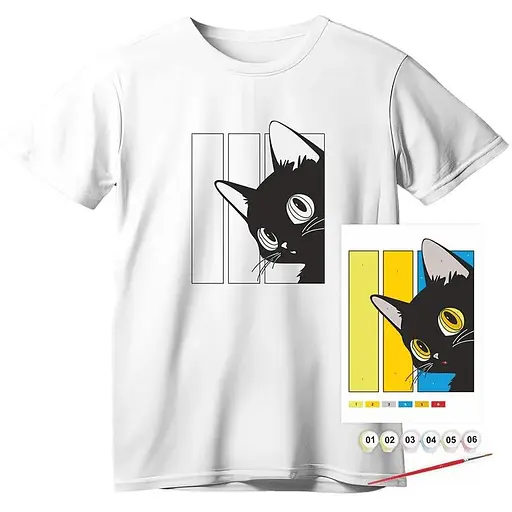 Набір футболка-розмальовка Rosa Talent Чорний кіт бавовна 100% розмір S 