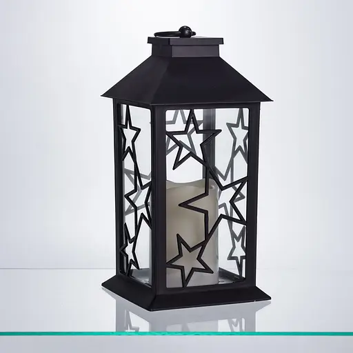 Ліхтар новорічний декоративний 14×14×30 см підвісний з LED підсвічуванням Чорний CR-3-2 Yiwu - фото 4