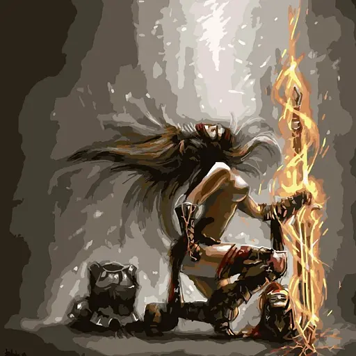 Набор для росписи по номерам Воинственная женщина, Strateg, 40x40 см, SK031