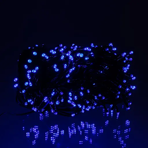 Новорічна гірлянда вулична GarlandoPro 30 м 300 LED із сонячною батареєю 8 режимів роботи чорний провід Синій SB300L30MBBL - фото 2