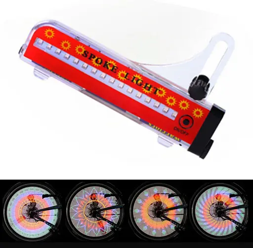 Велосипедная разноцветная светодиодная подсветка колес велосипеда Spoke light 16 LED 32 вело узора - фото 2