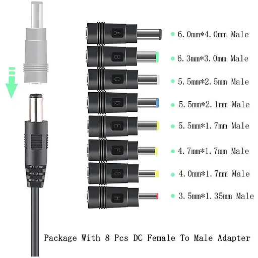Кабель для зарядки ноутбука USB type C DC 65W с набором переходников - фото 4