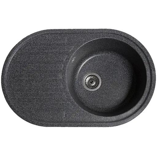 Гранітна кухонна мийка Romzha Elegancia 77 Grafit (201) з крилом - фото 1
