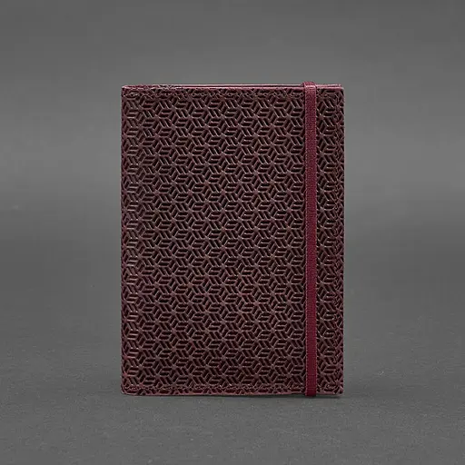 Шкіряна обкладинка для паспорта 2.0 бордова Карбон - фото 7