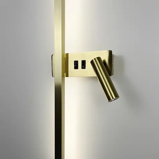 Латунне лінійне бра 120 см зі спотом справа та 2-ма вимикачами Арт. WB 121/1200 R AB Line F - фото 3