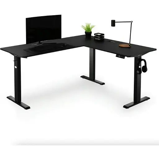 Компьютерный угловой стол Di Volio Montaro с регулируемой высотой черный - фото 10