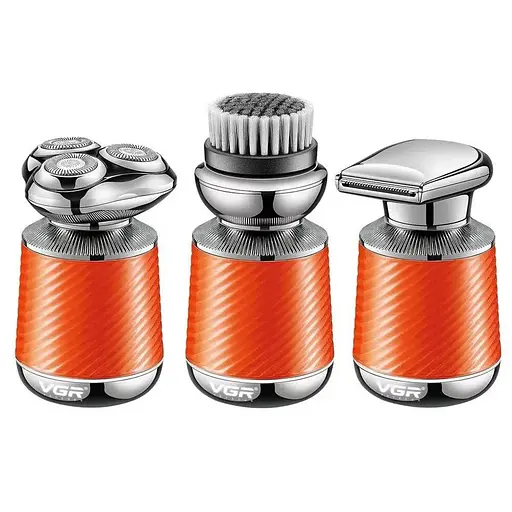 Електробритва VGR V-391 ORANGE, 3 насадки, IPX7, LED display, Box - фото 2