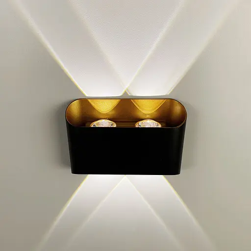 Світильник на 4 лінзи у чорно-бронзовому корпусі 4000K IP 54 | Line F | Арт. W045/4 BK+GD - фото 6