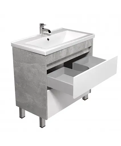 Тумба Мойдодир Polo Loft 70-U з умивальником Cosmo бетон з білим Білий - фото 7