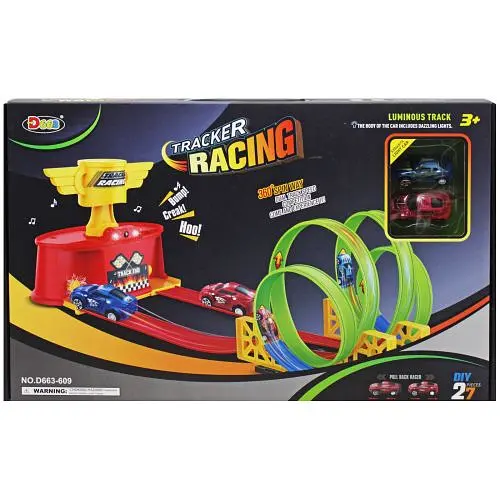 Трек + 2 машинки, на батарейках D663-609, світиться в темряві, в коробці (6968915060363) - фото 1