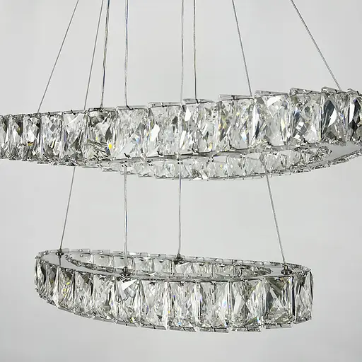 Елегантна кришталева люстра на 2 овальні яруси 50+40 см | Арт. (T) C 046/2 (600+500) | Line F - фото 3