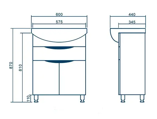 Тумба ПиК Ямайка Т6 под раковину Cersanit Cersania 60 см Белый 30412 - фото 2