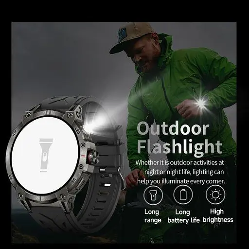 Розумний наручний спортивний годинник Smart Stalker Max з компасом (Чорний) - фото 7