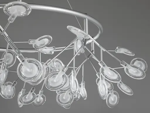Сучасна якісна люстра офісна "Світлячок", 54 плафони, хром сатин - фото 4