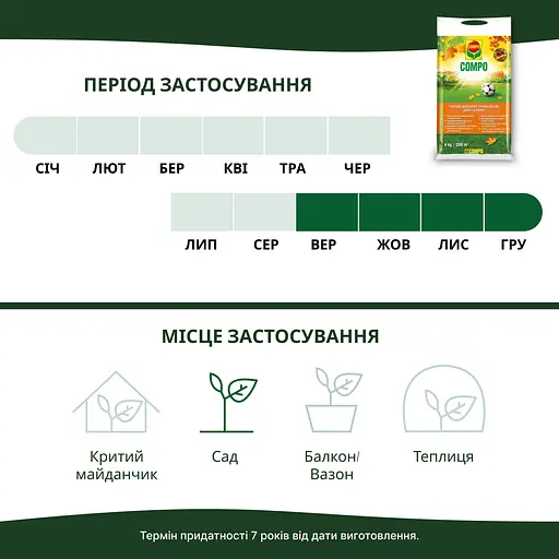 Тверде добриво тривалої дії для газону (осінь) COMPO 4 кг - фото 5