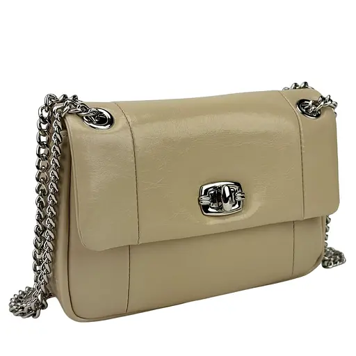 Кроссбоди женское кожаное бежевое UnaBorsetta NW11-6911B