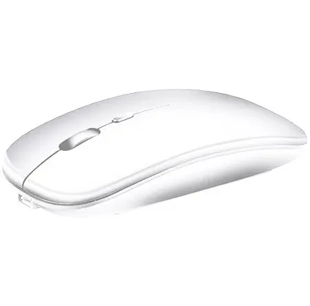 Мишка безшумна комп'ютерна, бездротова Macarone Bluetooth, USB, що перезаряджається, Біла  - фото 1