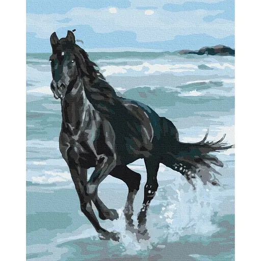 Картина за номерами Чорний кінь Brushme 40x50 см кольоровий 000277754