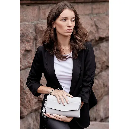 Біла шкіряна жіноча сумка Еліс - фото 9