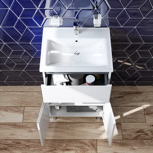 Тумба з умивальником AM.PM X-Joy 55 см підлогова 1 ящик білий M85-FSX0553-WC0553WG38 Білий - фото 3