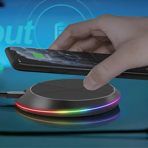 Зарядний пристрій бездротовий Epik JJT-827 RGB 15W Black - фото 2