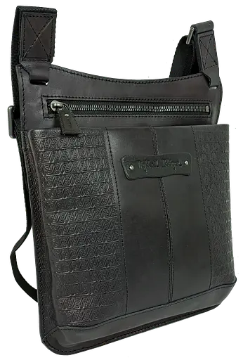 Мужская кожаная наплечная сумка, планшетка черная Mykhail Ikhtyar sum0028769 - фото 2