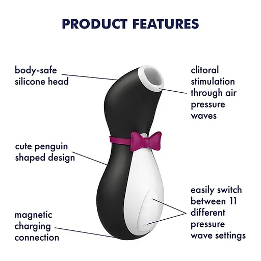 Вакуумний кліторальний стимулятор з вібрацією Satisfyer Pro Penguin Next Generation чорний - фото 6