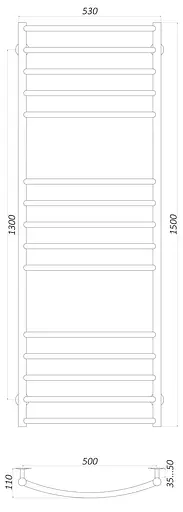 Водяна рушникосушка Unio LDE W 1500-500-15 Драбинка Дуга Еліт, Хром - фото 3