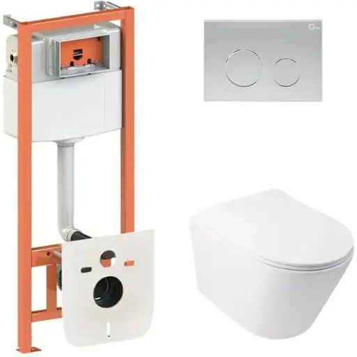 Набір Q-tap Nest 4 в 1 підвісний унітаз Swan Ultra Quiet 485x360x320 + комплект інсталяції QT16335179W45152 - фото 1