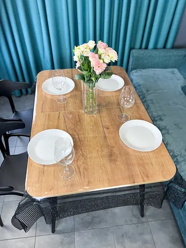 Скатертина силіконова з чорною стразовою стрічкою подвійною 350х200 см - фото 5