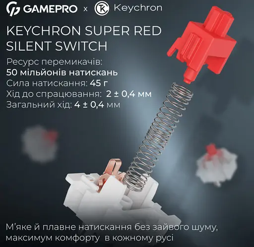 Клавіатура ігрова механічна GamePro MK-266-BK Asgard Yord Keychron Super Red Switch Bluetooth 5.2/2.4 ГГц/USB Black - фото 8