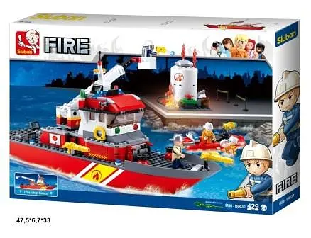 Конструктор SLUBAN Пожежні Катер, 429 деталей, фігурки, 47.5x33x7 см