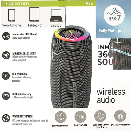 Портативна Bluetooth-колонка Hopestar P35 Чорний - фото 3