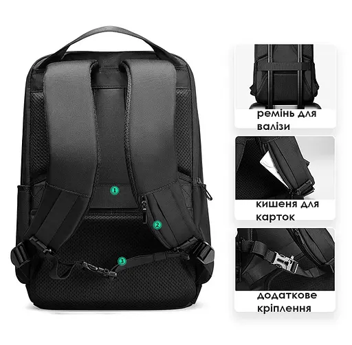 Рюкзак міський Mark Ryden 9809 21л з відсіком для ноутбука до 15" і USB Black (17592) - фото 3