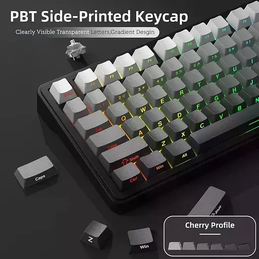 Игровая беспроводная механическая клавиатура ATTACK SHARK X85 / Три режима подключения / White Jade Switch / Black - фото 5