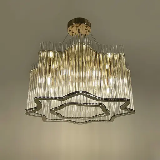 Изысканная золотая люстра со стеклянными трубками Ø 60 см Ст. 518-600A AB | Line F - фото 2