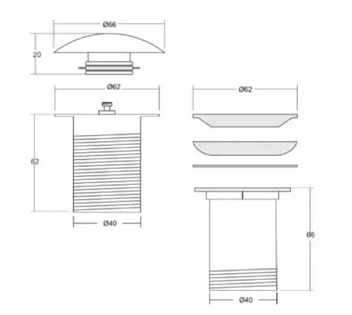 Донний клапан для раковини Kohlman click-clack brushed gold з переливом KOREK EGDB, Золотий - фото 2