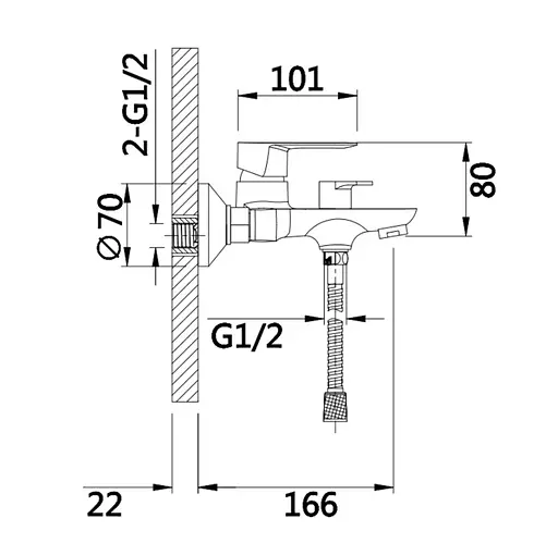 Змішувач для ванни Lidz Latwa 006 (k35) LDLAT006CRM45414 - фото 2