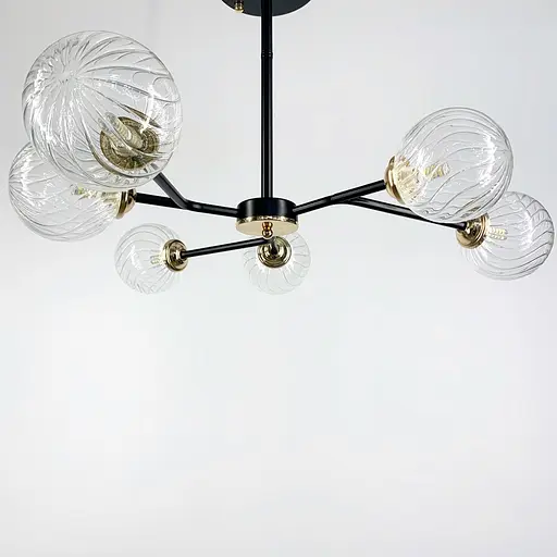 Стельова люстра в чорному корпусі на 6 ламп Line.F Колір фурнітури золотий - фото 6