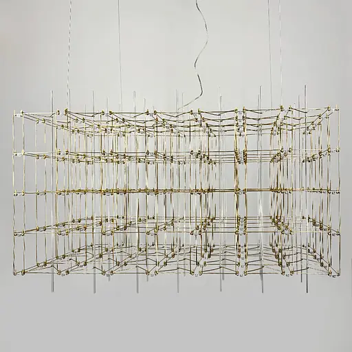 Кубічна люстра у формі паралелепіпеда 129х60х60 см | Line F | Арт. MJ201-1290*600*600 Titanium - фото 2