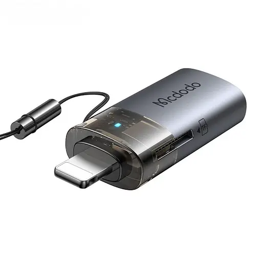 Адаптер Mcdodo 2 в 1 USB-A to Lightning with TF Card Reader Adapter Черный - фото 2