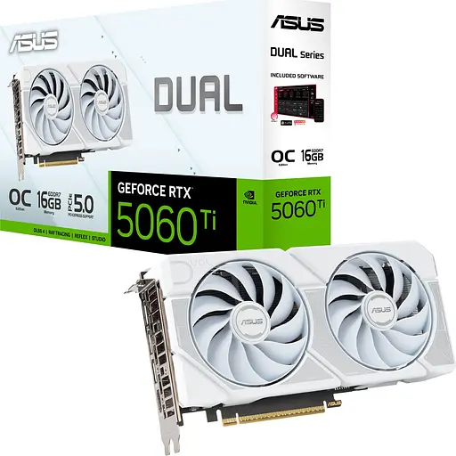 Відеокарта Asus Dual GeForce RTX 5060 Ti 16GB OC Edition White (DUAL-RTX5060TI-O16G-White) EU [145663]