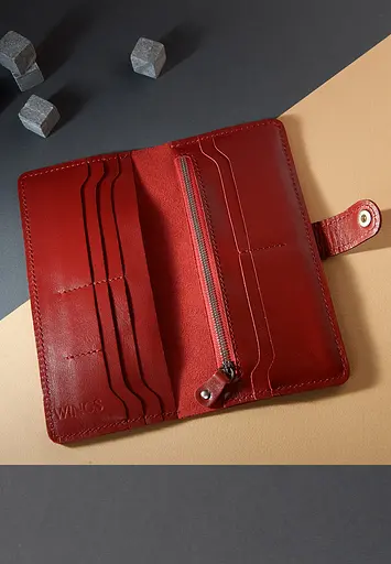 Кожаный портмоне Classic красный - фото 5