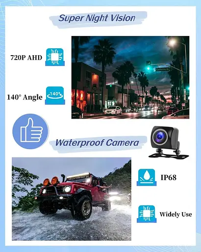 Epronic AHD 1080P/720P Камера заднього огляду 170° Кут огляду для автомобіля, нічне бачення IP68 Водонепроникна - фото 4
