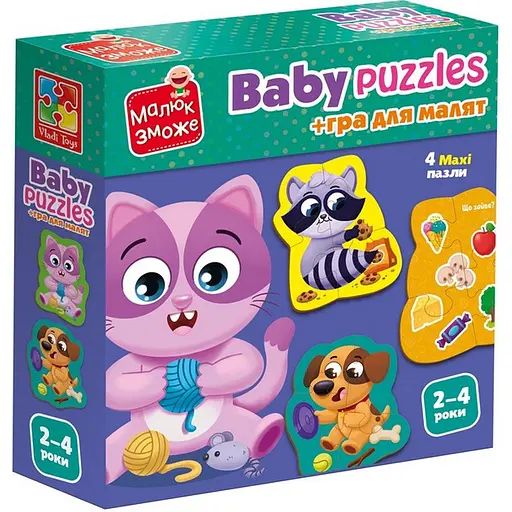 Детские развивающие Картонные пазлы Домашние любимцы VT1722-25 с игрой