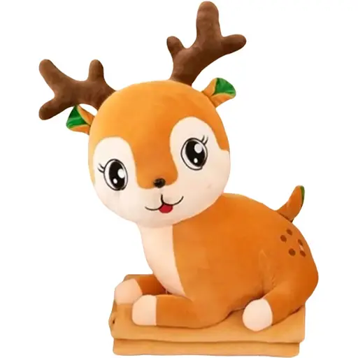 Подушка-игрушка 3в1 Бемби с пледом, коричневый ТМ COLORFUL HOME 7419BR